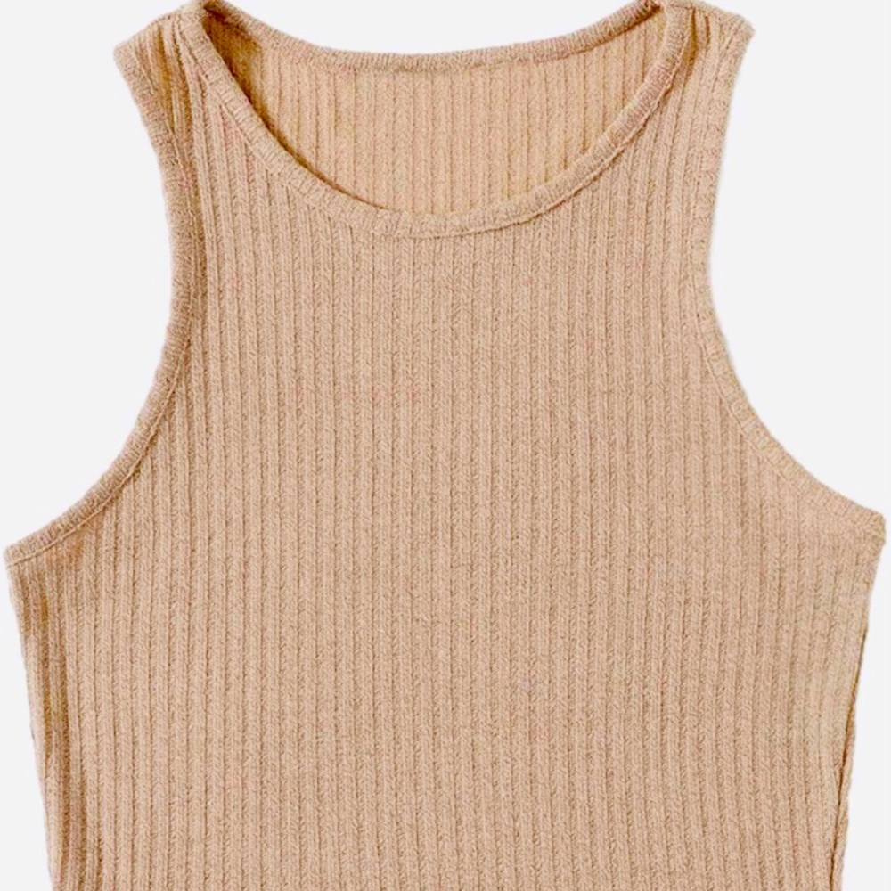 SheIn Women's Basic Round Neck Sleeveless Crop Tank Top Rib Knit Solid Vest